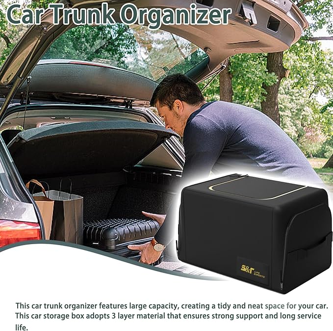 Car Trunk Organizer, Storage Box Large Capacity with 3 Layers Collapsible Auto Accessories for SUV Trunk Storage (#1)