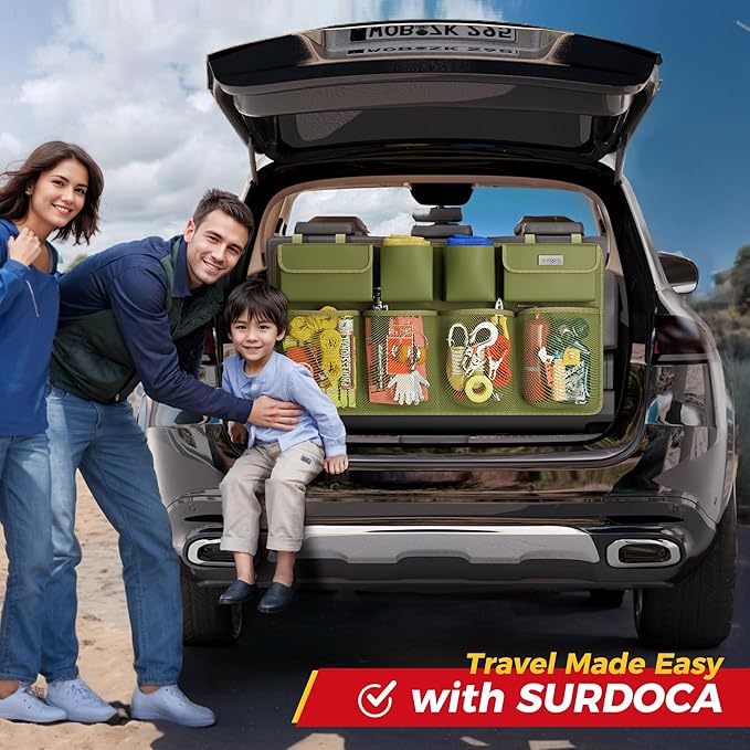 SURDOCA Car Trunk Organizer, LARGE CAPACITY Car Storage Bag with 8 Pockets, 7X Upgraded Trunk Storage Organizer for Car, SUV, Truck, MPV | for SUV, UPGRADED 7 Times, Space Saving Expert