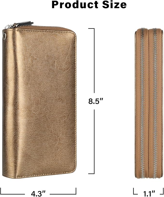 Lavemi Small Compact Women Wallet RFID Blocking Genuine Leather Bifold Purse with ID Windows