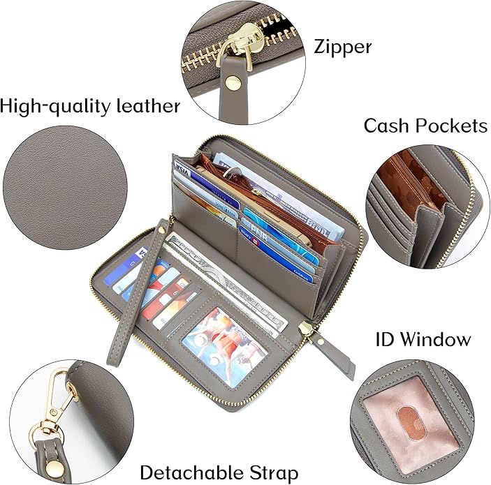 GEEAD Custom Design Wristlet Wallets for Women PU Leather RFID Blocking Wallet