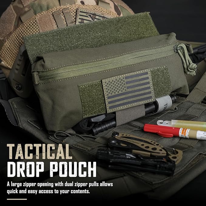 WYNEX Tactical Dump Drop Pouch, Dangler Pouch Utility Tool Pack Sub Abdominal Carrying Bag EDC Pocket Organizer Accessories for Plate Carrier Chest Rig