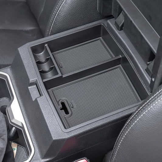 JDMCAR Center Console Organizer Compatible with 2024 2025 2026 Toyota Tacoma Accessories, Armrest Insert ABS Plastic Coin Holder Secondary Storage Box (Black Trim)