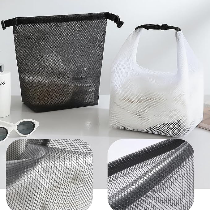 2 Pack Waterproof Travel Toiletry Bag – Large Clear EVA Bags for Gym, Travel, Daily Use & Cosmetics – Dry-Wet Separation, Snap Buckle, Lightweight Foldable Design (Gray & White)
