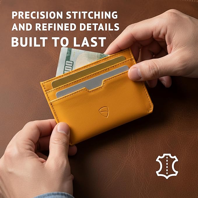 Vaultskin MOORGATE Slim Card Holder – Minimalist Leather Wallet with RFID Blocking, Front Pocket Credit Card Case for Men & Women