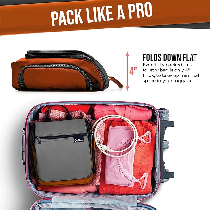 D&D Wanderlust D&D Hanging Travel Toiletry Bag for Men and Women – Cosmetics, Makeup and Toiletries Organizer Kit with 10 Compartments