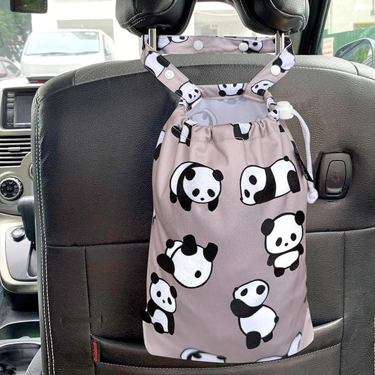 Waterproof Car Trash Bag Reusable Portable Garbage Can with Drawstring Top Adjustable Hanging Strap Leakproof & Washable for Cars SUVs & Trucks
