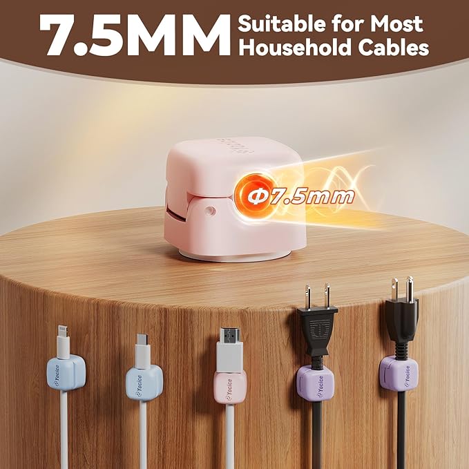 6Pack Rotatable Cord Organizer,Spring Cable Clips Desk Cable Management Cord Holder Adhesive Phone Charger Cord Clips for Home Office Car Wall Nightstand Accessories, Multicolor