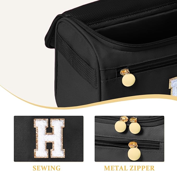 COSHAYSOO Personalized Graduation Gifts for Teenager Girls Girly Dorm Room Essentials for College Girls, Initial Monogram Hanging Toiletry Bag Skin Care Items Organizer Black Letter H