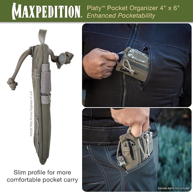 MAXPEDITION Platy Pocket Organizer, Durable EDC Tool Pouch for Men, Neck Wallet with Paracord Lanyard, Holds Flashlight, Multitool, Pen, Notebook