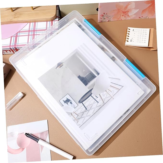 4pcs Transparent File Storage Boxes with Lids Clear Desktop Organizer for Office and Student Paper Document Storage Stackable Plastic Letter Case for Scrapbooking and Desk Supplies