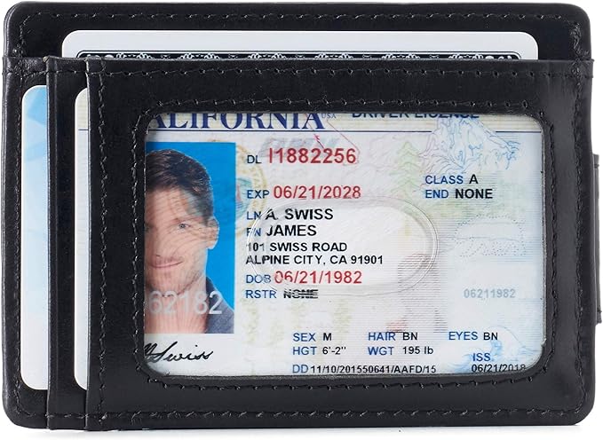 alpine swiss Harper Mens RFID Slim Money Clip Front Pocket Wallet Minimalist Leather ID Card Holder | RFID