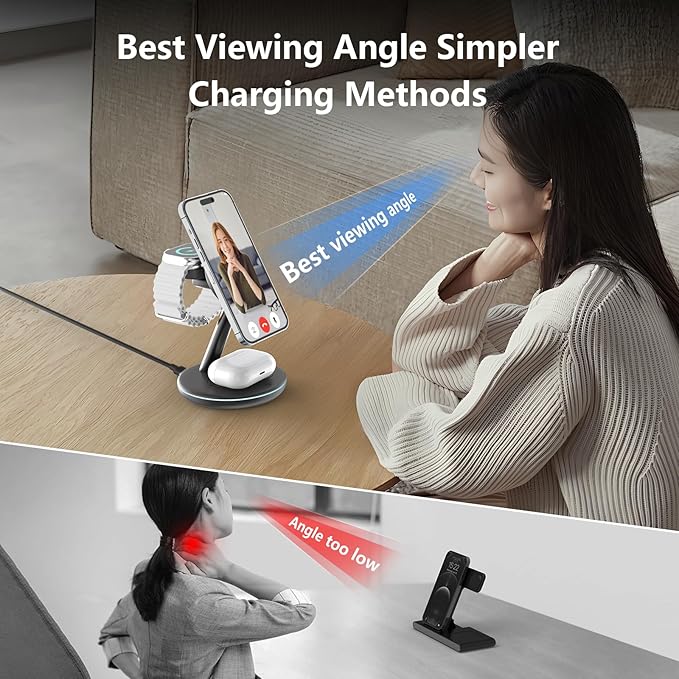2026 3 in 1 Charging Station for Apple iPhone AirPods Watch with Mag-Safe Charger Wireless Charger Stand for iPhone 17 16 15 14 13 12 Series AirPods iWatch Series - Gifts for Wife & Husband