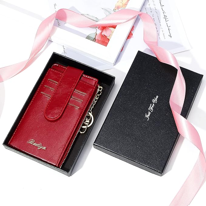 Badiya Slim Women Wallet RFID Blocking Bifold Compact 9 Card Slots Holder Wallets Soft Leather with Zipper Coin Pocket 2 ID Window
