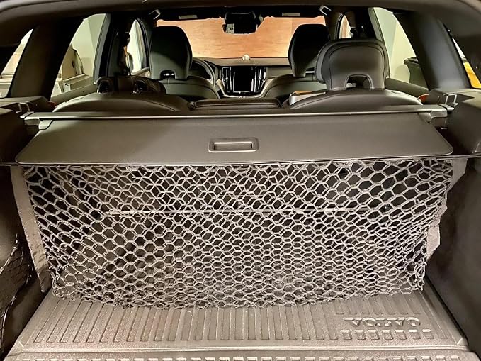 Trunk Organizer Cargo Net for Volvo XC60 2018-2026 – Envelope Style Cargo Net for SUV – Premium Mesh Elastic Car Trunk Organizer Vehicle Carrier Storage – Compatible with XC60