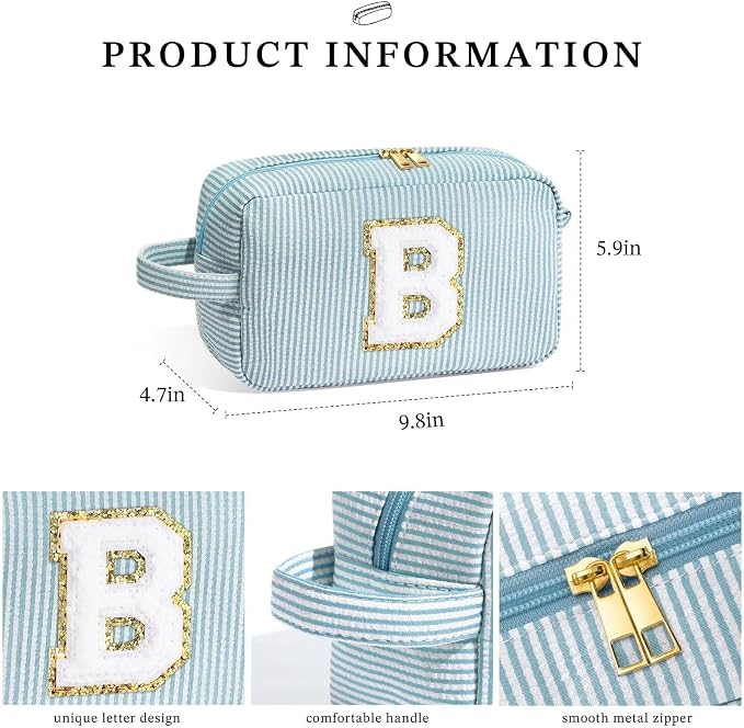 YOOLIFE Personalized Gifts for Mom - Initial Makeup Bag Cosmetic Bag Toiletry Pouch, Personalized Birthday Gifts for Mom Grandmother Stepmother, Mother In Law Gifts, Mothers Day Gifts, Green N