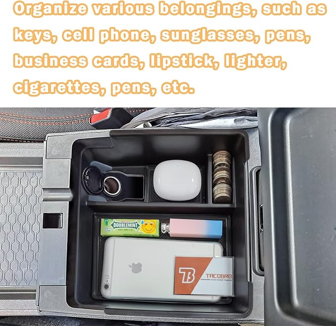 TACORBO Center Console Organizer for Nissan Frontier 2022-2026, Black | Pickup Truck Armrest Secondary Storage Box, ABS Insert, Glove Box Tray, Black Trim