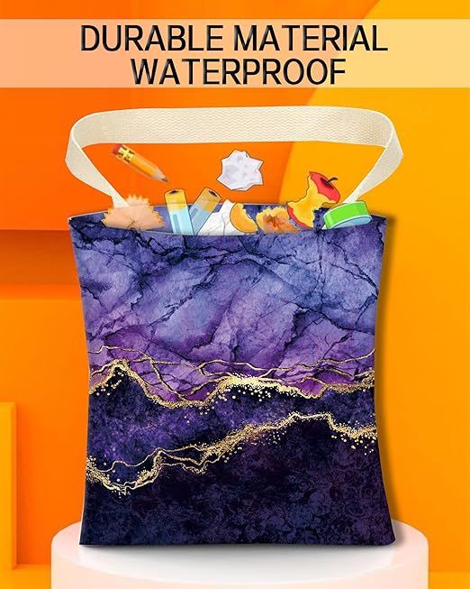 Car Garbage Can, Car Trash Bag, Car Garbage Bag, Hanging Car Trash Can for Car Accessories, Vehicle, Travelling, Camping, Cute Car Back Seat Organizer, Luxury Purple Marble