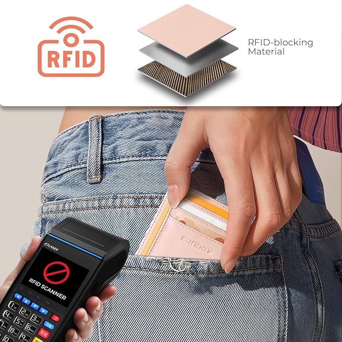 RUNBOX Slim ID Cases Minimalist Front Pocket RFID Blocking Leather Wallets for Men and Women Card Holder Wallets Gifts for men