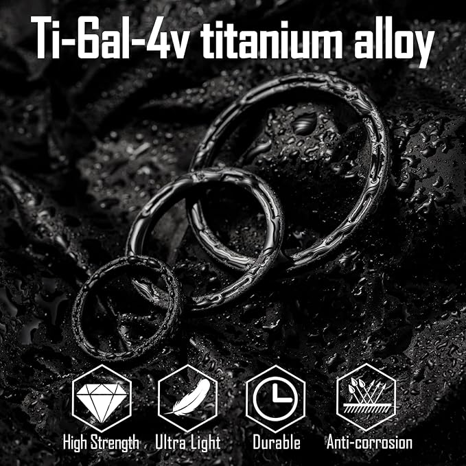 KeyUnity Titanium Flat Key Rings, 33/25/17.5mm Side Pushing Split Ring for Key Carabiner Flashlight Knife Dog ID Collar Tag