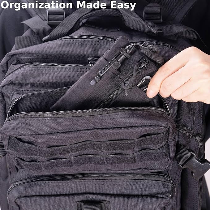 Small EDC Pouch EDC Pocket Organizer, Durable Small Tool Pouch for Men, Zippered Neck Wallet with Paracord Lanyard, Holds Flashlight, Multitool, Pen, Notebook - Tactical EDC Bag