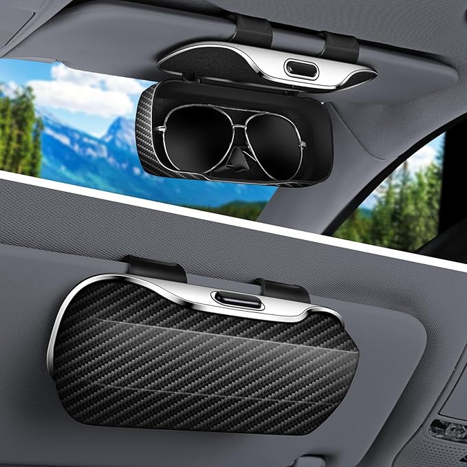 Sunglass Holder for Car Visor Clip, Car Accessories Visor Glasses Holder, Vehicle Visor Accessories Sunglass Holder, Car Sunglass Holder Suitable for Truck and Sedan (carbon fiber pattern)