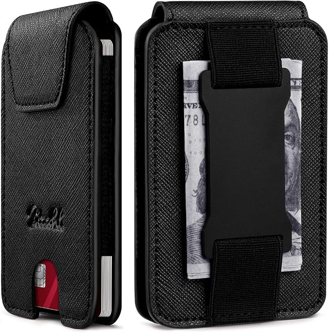 Zitahli Slim Wallet for Men Front Pocket – Thin Minimalist Credit Card Holder with Magnetic Closure & Elastic Cash Strap, RFID Blocking Wallet Holds up to 10 Cards & 15 Bills