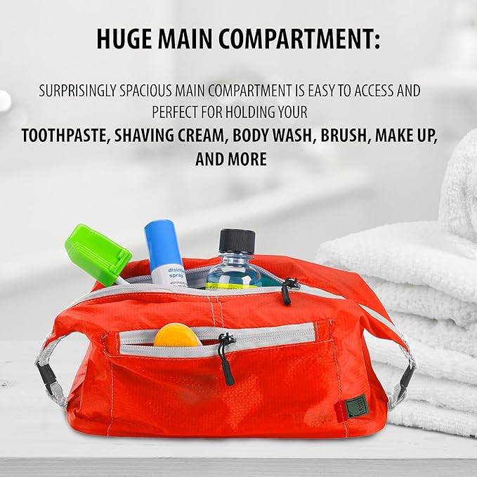 Lewis N Clark Electrolight Toiletry Kit for Travel, Gym, Bathroom, TSA Approved Waterproof Toiletry Bag with Hanging Straps and Non-Slip Bottom