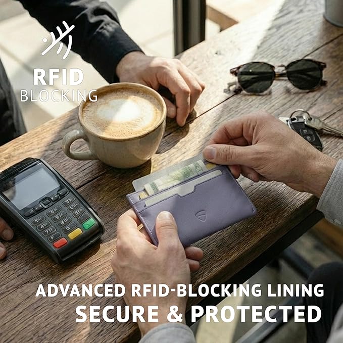 Vaultskin MOORGATE Slim Card Holder – Minimalist Leather Wallet with RFID Blocking, Front Pocket Credit Card Case for Men & Women