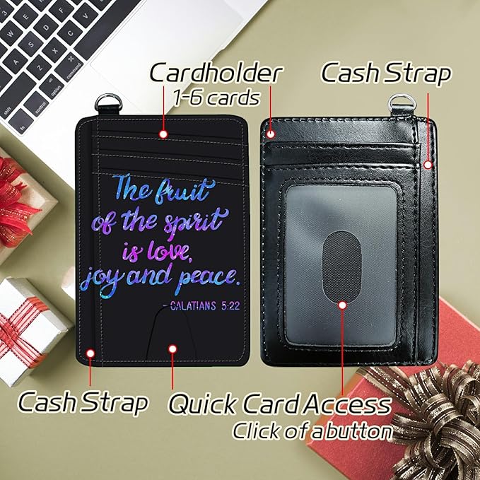 Small Travel Wallets, Bible Verse Slim Minimalist Front Pocket Wallet with Wristlet, RFID Blocking PU Leather Credit Card Holder with ID Window Change Purse for Men Women