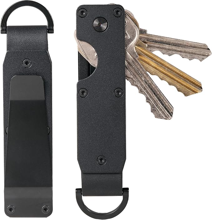 Compact Metal Key Organizer Minimalist Key Holder Secures 1-5 Keys | Durable solid metal key case, slim pocket design, safely holds up to 5 keys, lightweight portable daily keychain accessory