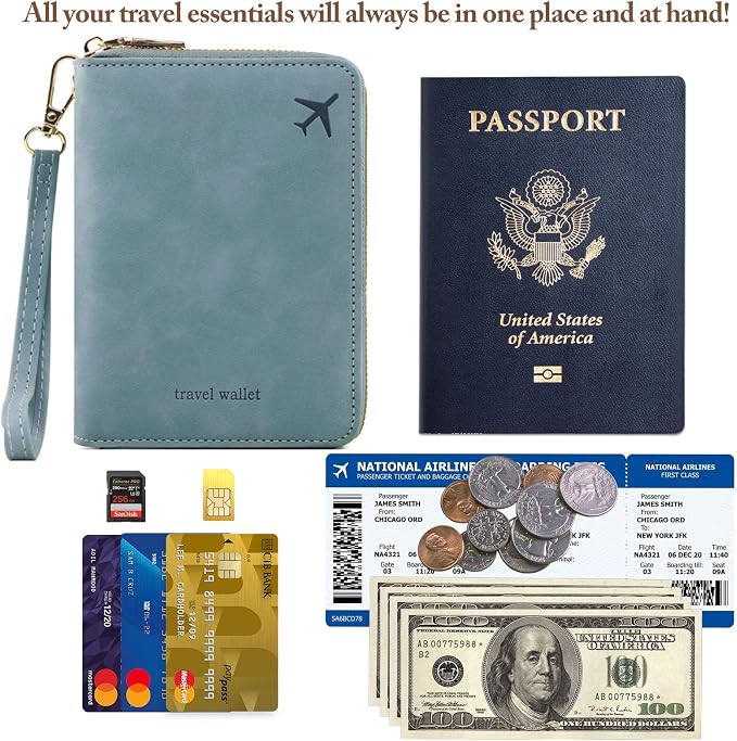Passport Holder for Travel Women and Men RFID Passport Holder with Zipper Passport Case Passport cover Passport Wallet Travel Essentials and Accessories