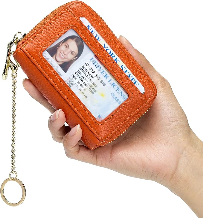 imeetu Rfid Credit Card Holder,Genuine Leather Businese Card Case,Rfid Blocking Wallet for Women & Men