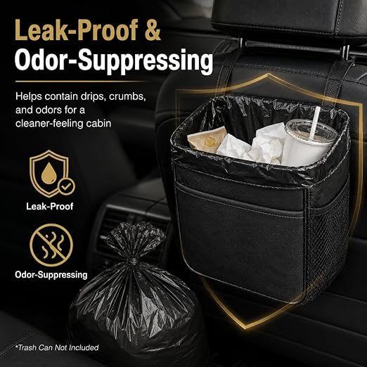 Disposable Car Trash Can Bags, Liner Refills (1-Pack, 100 Bags Total) - for HOTOR Car Garbage Can(Trash Can Not Included) Black