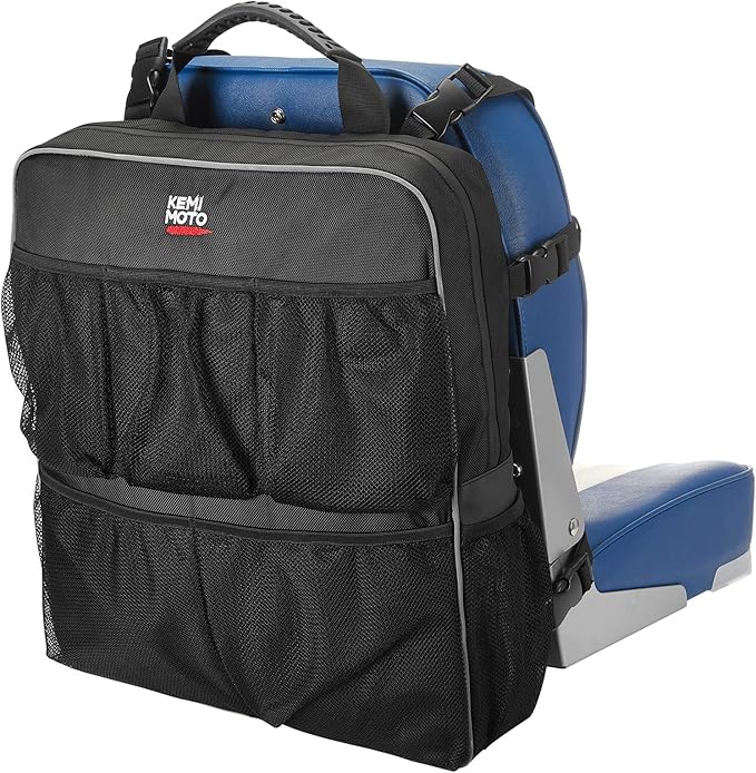 KEMIMOTO Boat Storage Bag, Boat Seat Backpack Boat Storage Organizer with Mesh Pockets, Waterproof Boat Backseat Storage Bag for Life Jacket, Swimsuit, and Other Boating Accessories