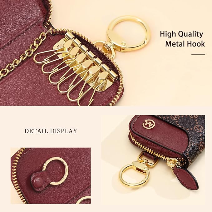 GOLF SUPAGS Women PVC Leather Car Key Chain Card Holder Wallet Pouch 6 Hook Snap Closure keys Money Organizer Case | Card Holder, 6 Hook, Snap Closure, keys, Money Organizer, Case