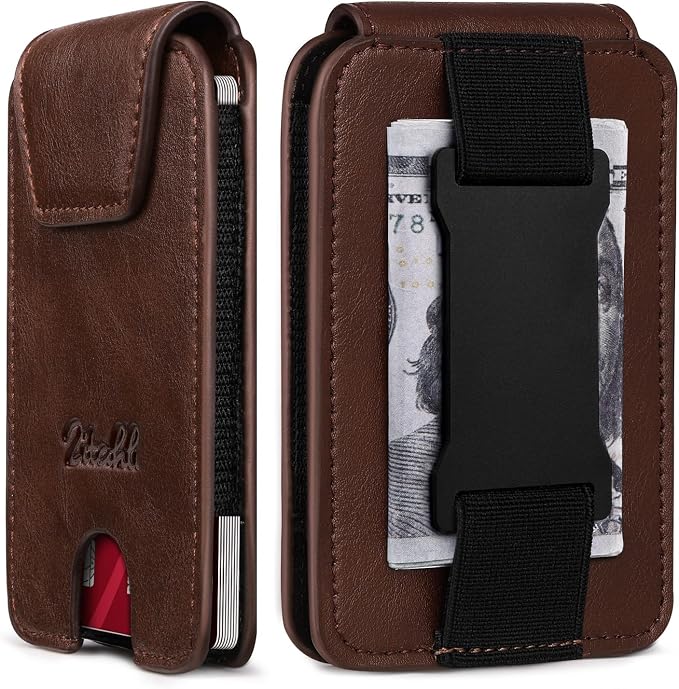 Zitahli Slim Wallet for Men Front Pocket – Thin Minimalist Credit Card Holder with Magnetic Closure & Elastic Cash Strap, RFID Blocking Wallet Holds up to 10 Cards & 15 Bills