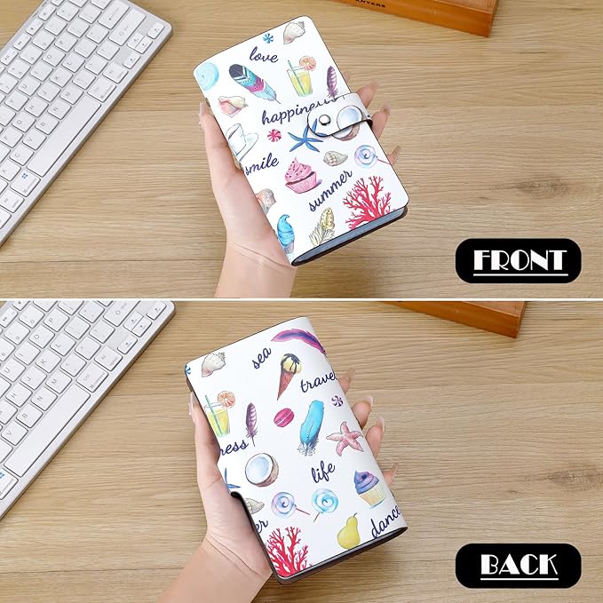 RFID Credit Card Holder, Leather Business Card Organizer with 96 Card Slots, Credit Card Case for Managing Your Different Cards and Important Documents to Prevent Loss or Damage (Delicious Food)