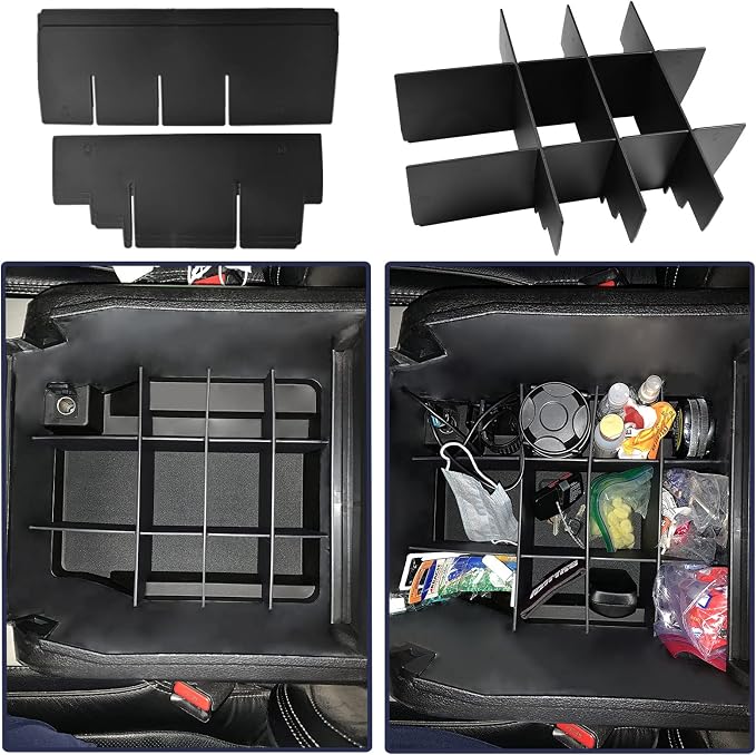 RUNROAD Center Console Organizer Dividers Compatible with Ford F150 2015-2020 (Full Console with Bucket Seats ONLY) Accessories, Insert Tray Divider Armrest ABS Secondary Storage