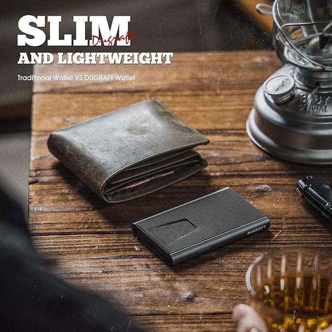 DUGRAFT Card Wallet for Men, Minimalist Credit Card Holder, Small Thin Mens Slim Wallet RFID, Metal Pop Up RFID Blocking Compact Wallet for Men