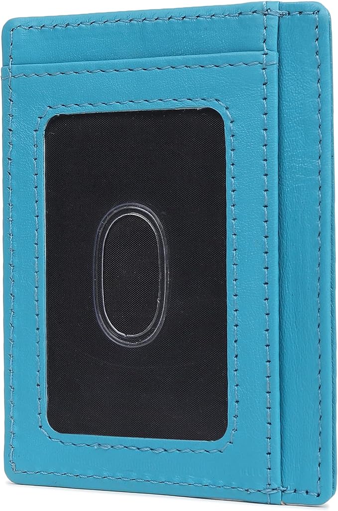 Ultra Slim Leather Wallet Just 0.12 Thick, 6 Card Slots, RFID Blocking, Soft, Durable, Minimalist Genuine Leather, Credit Card Holder for Men & Women Great Gift