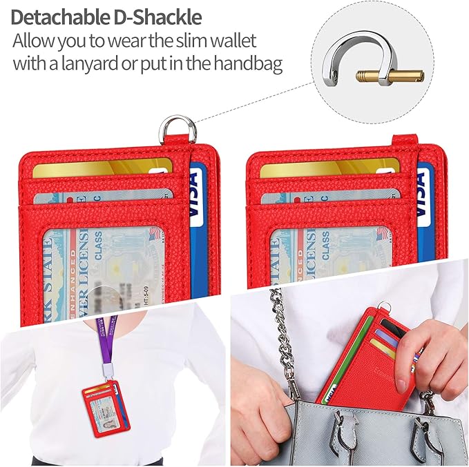 EcoVision Slim Minimalist Front Pocket Wallet, RFID Blocking Credit Card Holder Wallet with Detachable D-Shackle for Men Women