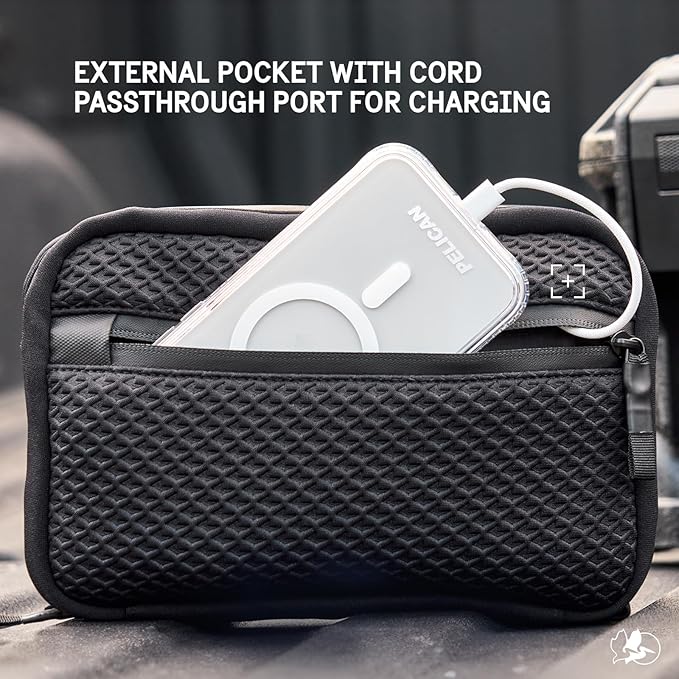 Pelican Electronic Organizer Travel Case - Portable Storage Bag with Multiple Storage Mesh Pockets for Cables, Chargers, Power Bank, AirPods - Black