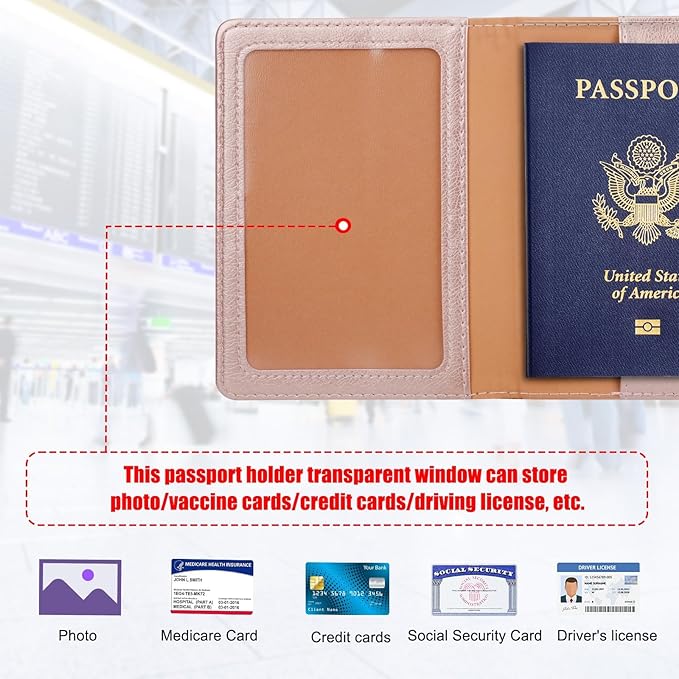 TIGARI Passport Holder for Travel Women Men, Valentines Day Gifts PU Leather Wallet Cover Case Sleeve, Waterproof Protected Document Organizer, Vacation Plane Cruise Travel Essentials