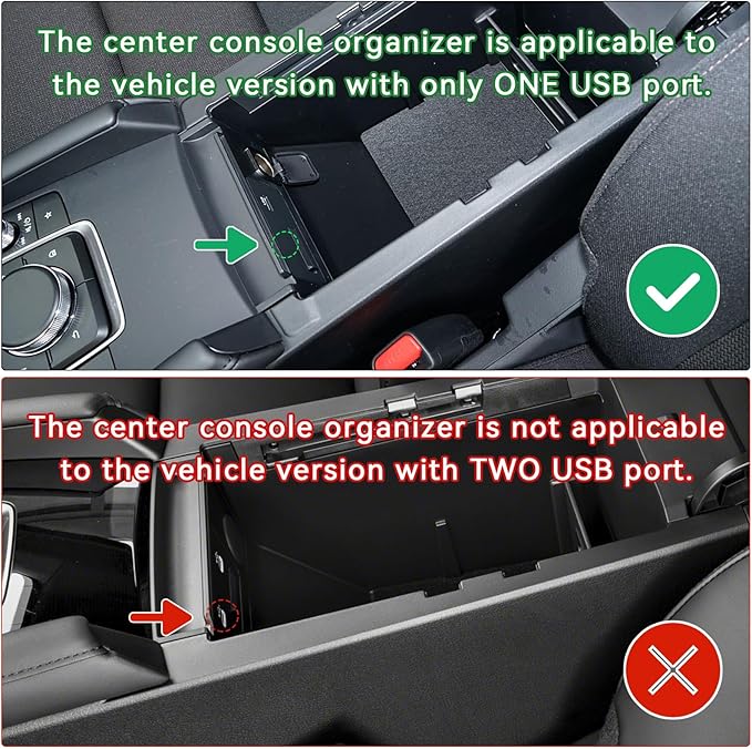 Center Console Organizer Tray Compatible with Mazda 3 Accessories 2019-2025 2026 Armrest Storage Box ABS Console Insert Tray Container