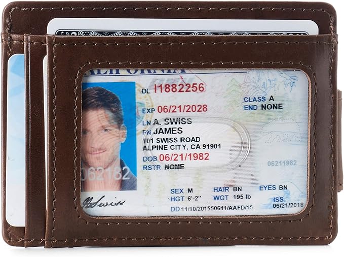 alpine swiss Harper Mens RFID Slim Money Clip Front Pocket Wallet Minimalist Leather ID Card Holder | RFID