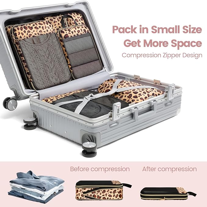 Cambond Compression Packing Cubes for Travel Women - Lightweight Luggage Organizers Bag Packing Cubes for Carry on Suitcases