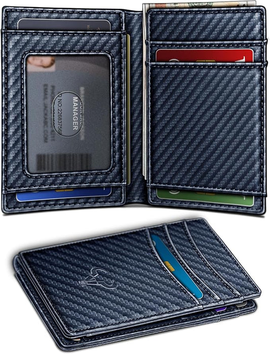 BULLIANT Slim Wallet For Men 12Cards,Magnetic Flip Build-in Money Clip Airtag Compatible-RFID Blocking