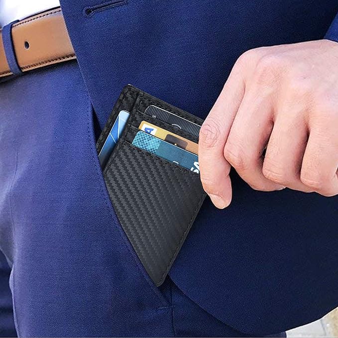 Oak Leathers Leather Slim Minimalist Wallet for Men & Women RFID Front Pocket Leather Card Holder Wallets (Ebony)