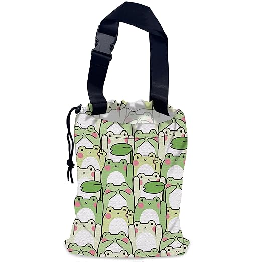 Cute Frog Car Garbage Bag,Waterproof Small Car Trash Bag Hanging Back of Seat,Drawstring Hanging Car Trash Bag with Adjustable Buckle for Car Accessories