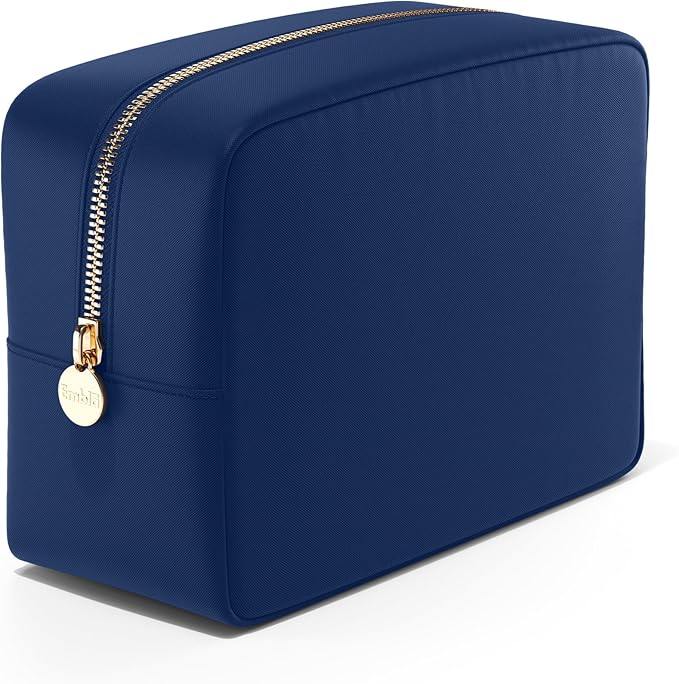 Embla Large Makeup Bag and Waterproof Nylon Travel Toiletry Bag, Large Capacity Cosmetic Zipper Pouch, Navy Blue